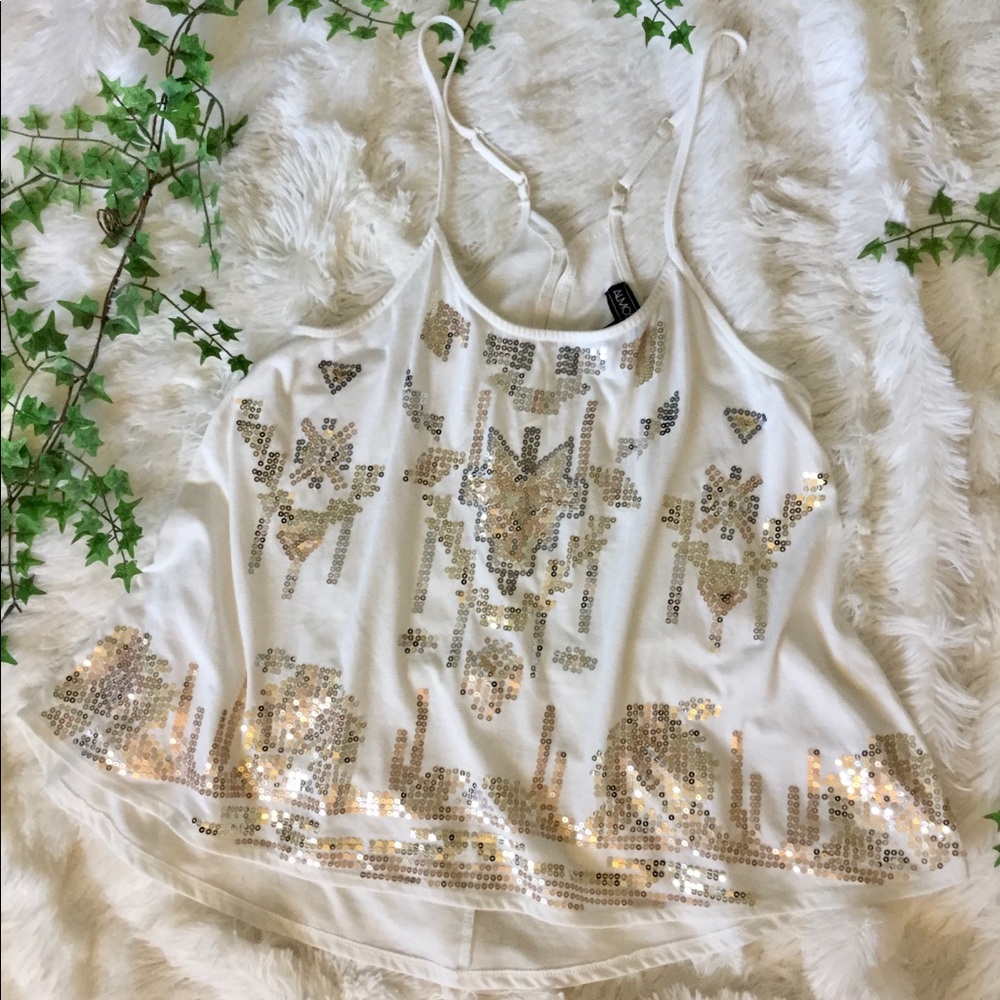 Almost Famous Gold & Silver Sequence Tank Top